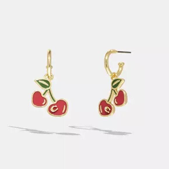 Coach Jewelry - Coach Heart Cherry Huggie Earrings